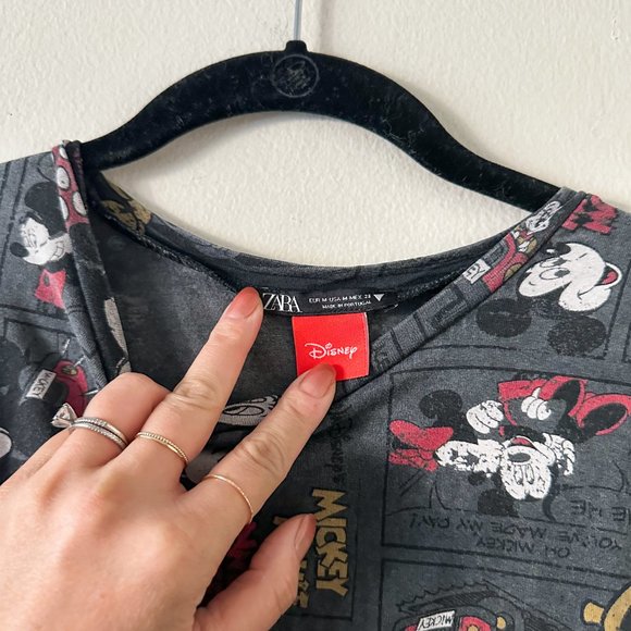 Zara Forever 21 Black Mickey Mouse Graphic Tee Shirt Size Medium - Picture 4 of 5
